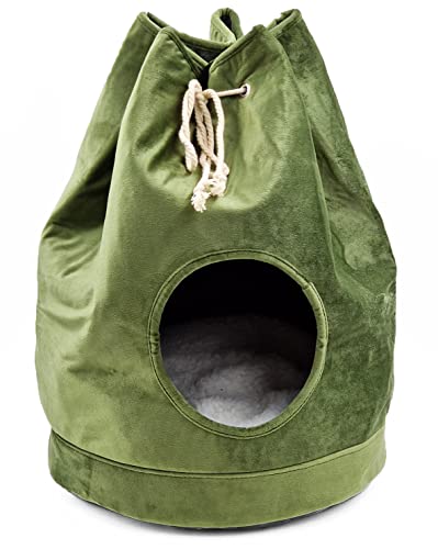 matrasa Katzenhöhle SEESACK - Velours Katzenkorb 34x46cm - Höhle für Katzen Katzenbett Grün matrasa Katzenhöhle SEESACK - Velours Katzenkorb 34x46cm - Höhle für Katzen Katzenbett Grün von matrasa