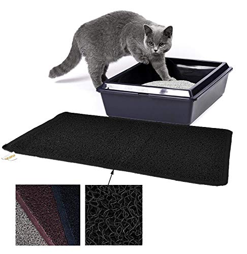 matrasa Vorleger aus PVC für Katzentoiletten - Katzenklo Fußmatte für Katzen 40 x 60 cm (Schwarz) von matrasa