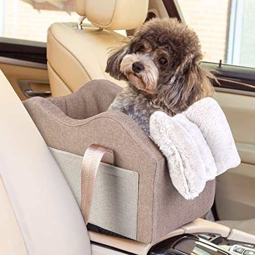 Champagner Khaki Hunde-Autositz für kleine Hunde, Mittelkonsole, Haustier-Sitzerhöhung für Auto, Welpen, 0–6,8 kg von matsofamic