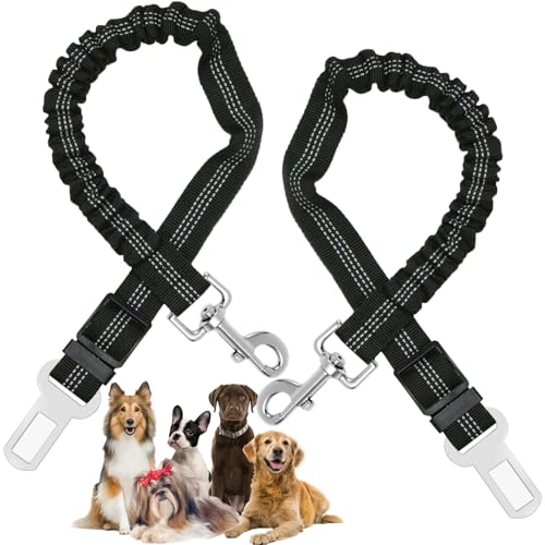 Mauepersu Hunde Sicherheitsgurt 2 Stück, Anschnallgurt Hund Auto mit reflektierendem elastischem Nylon-Bungee, Hunde sicherheitsgurt für alle Hunderassen und Auto Sitze Trunk von mauepersu