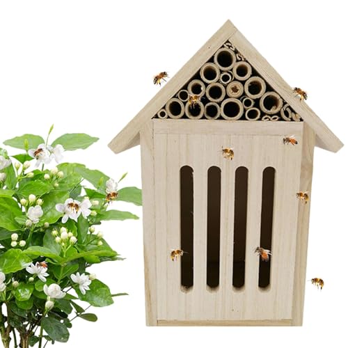 Bienenhaus aus Holz, Bienenhäuser für den Garten, Natürliches Schmetterlingshotel aus Holz, Robuste und langlebige, stilvolle Gartendekoration, Bienenstock lockt friedliche Bienenbestäuber, Schmetterl von mawma