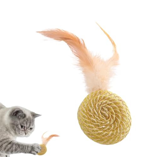 mawma Katzenballspielzeug, Katzenspielzeugball für Hauskatzen - Interaktiver Katzenspielzeugball | Interaktiver Katzenfederspielzeugball, Katzenfederball, Katzenspielzeug zum Spielen, Jagen, Drinnen von mawma