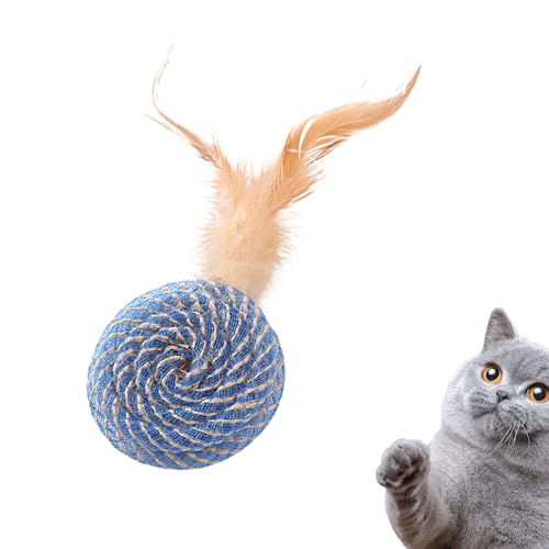 mawma Katzenfederballspielzeug,Federballspielzeug für Katzen,Kätzchen-Beißspielzeug | Interaktiver Katzenfederspielzeugball, Katzenfederball, Katzenspielzeug zum Spielen, Jagen, Drinnen und Draußen, von mawma