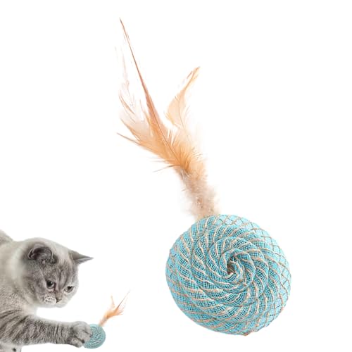 mawma Katzenspielzeugball für Hauskatzen, Katzenfederballspielzeug, Interaktiver Katzenspielzeugball, Interaktiver Katzenfederspielzeugball, Katzenfederball, Katzenspielzeug zum Spielen, Jagen, von mawma