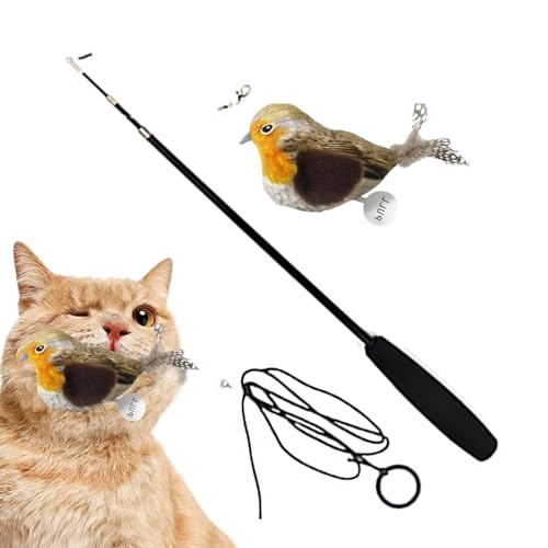 maxal Katzenneckerspielzeug | Vogel Zauberstab Feder Teaser Spielzeug für Katzen, Wiederverwendbare Quietschende Interaktive Katze Teaser Entwicklungsspielzeug für Indoor Haustier Katze Welpen maxal Katzenneckerspielzeug | Vogel Zauberstab Feder Teaser Spielzeug für Katzen, Wiederverwendbare Quietschende Interaktive Katze Teaser Entwicklungsspielzeug für Indoor Haustier Katze Welpen von maxal