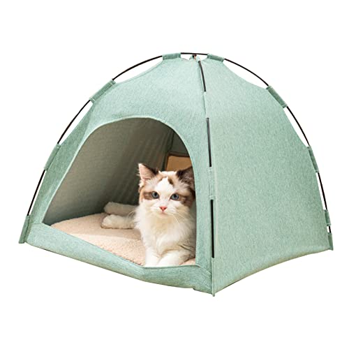 Maxant Tipi-Zelte, Katzenzelt, Haus, 52 x 52 x 44 cm, Katzenzelt, atmungsaktiv, waschbar, Haustier-Welpenhütte, Outdoor, tragbares Hunde- und Katzenzelt für Katzen, kleine Hunde, Schlafbett (grün) von maxant