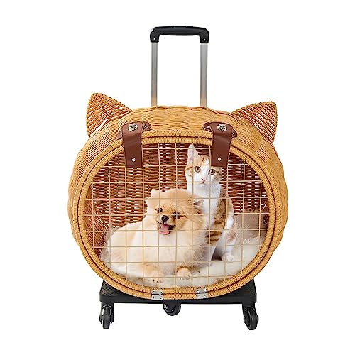 Tragbarer Haustier-Trolley-Koffer, handgefertigt, Tattan, Maxant, Haustier-Trolley-Rucksack, verstellbare Hunde-Trolleys auf Rollen, Haustier-Trolley-Rucksack für Katzen und Hunde, 45 x 30 x 40 cm von maxant