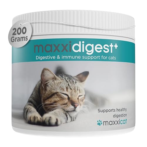 maxxicat – maxxidigest+ Probiotika, Präbiotika & Verdauungsenzyme für Katze – Fortschrittliche Unterstützung für die Verdauung und Das Immunsystem von Katzen – Kein GMO-Pulver - Pulver 200 g von maxxicat