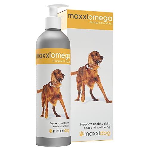 maxxipaws maxxiomega Omega 3 Öl für Hunde - Haut & Fell Omega 3 6 9 Fischöl Ergänzung, 296ml von maxxipaws