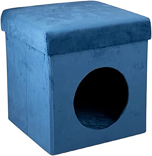 maxxpro Katzenhaus - Faltbarer Würfel - 100% Polyester - bis zu 80 KG - 34 x 34 x 36 cm - Blau von maxxpro