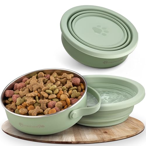 mea:hana Pets Futternapf für unterwegs 900ml mit Deckel -Ideal für Reisen,Outdoor- Edelstahl Futternapf mit faltbarem Silikondeckel als Zweitnapf, Hundezubehör - robust, kompakt, hygienisch mea:hana Pets Futternapf für unterwegs 900ml mit Deckel -Ideal für Reisen,Outdoor- Edelstahl Futternapf mit faltbarem Silikondeckel als Zweitnapf, Hundezubehör - robust, kompakt, hygienisch von mea:hana