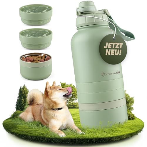 mea:hana Pets Hundetrinkflasche für unterwegs 1l mit Näpfen -Ideal für Reisen,Outdoor- Isolierte Edelstahl Flasche mit Napf, Hundezubehör, Hundeflasche mit Futterbehälter - GRATIS Tragegriff mea:hana Pets Hundetrinkflasche für unterwegs 1l mit Näpfen -Ideal für Reisen,Outdoor- Isolierte Edelstahl Flasche mit Napf, Hundezubehör, Hundeflasche mit Futterbehälter - GRATIS Tragegriff von mea:hana