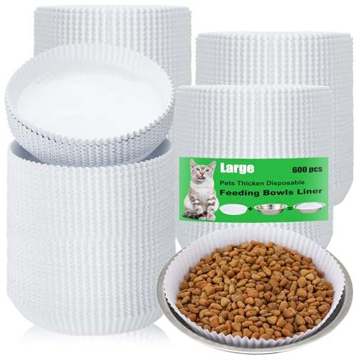 meekoo Einweg-Futternäpfe für Haustiere, 600 Stück, Weiß, Katzenfutter, kleine Papiernäpfe für kleine Hunde, Katzen, Futternapf, Nassfutter, Futterstation (14 x 3,1 cm) von meekoo