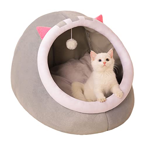 meimiao Katzenhöhle Bett, maschinenwaschbar, Katzenbetten mit rutschfester Unterseite, super weiches Bett für Indoor-Katzen oder kleine Hunde, Welpen, Kätzchen, Kaninchen von meimiao