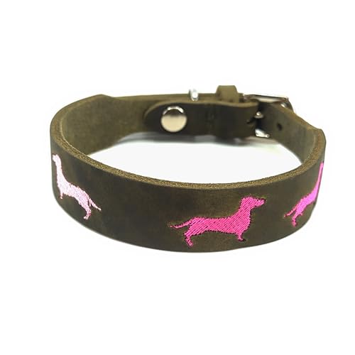 Dackelhalsband mit Bestickung No.4 (Halsumfang 26-33cm) von meinHalsband
