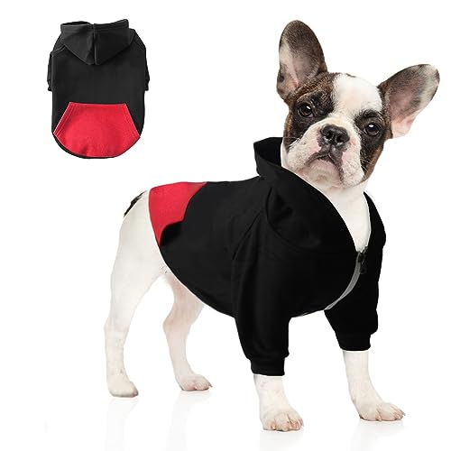 meioro Hunde Kapuzenpullis Warm Hundebekleidung Reißverschluss Hundekleidung Nette Haustier Hoodies (M, Schwarz) von meioro