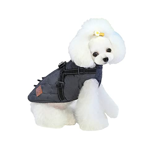 meioro Hundebekleidung Warmer Hundemantel mit reflektierendem Geschirr Winddichte Hundejacke Winterhunde Baumwolltuch Verdickte ärmellose Weste Baumwollhundepullover Haustierjacken (grau, XL) von meioro