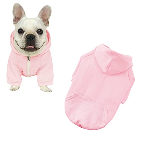 meioro Kapuzenpullis für Hunde Warme Reißverschluss Kapuzen Haustier Kleidung Pullover Hund Katze T-Shirt Niedlichen Haustier Hoodies Bekleidung französische Bulldogge Pug (XXL, Rosa) von meioro