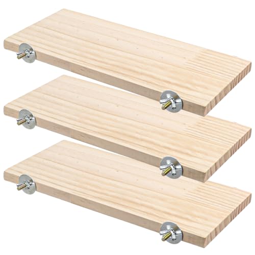 3 Stück Vogel-Sitzstange, Papageienholzplattform, natürliche Holz-Sitzstange, Spielplatz, Käfig für Sittiche, Chinchilla, Sittiche, Wellensittiche, Nymphensittiche von mekueeex