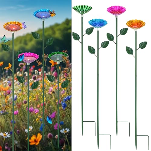 Bienen-Bewässerungsstation, Bienenbecher für Garten, Metall, Bienen-Wasserspender mit Blumen-Design, bunte Schmetterlings-Badeschale, Bienenbecher für den Außenbereich, Garten, Hof, Dekoration von mekueeex