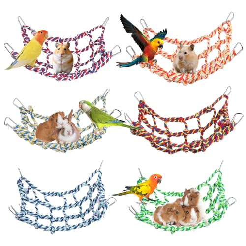 Ratten-Seile für Käfig, Rattenkäfig-Zubehör, Klettern, 32 x 24 cm, Vogelseil-Spielzeug für Haustier-Hängematte, Hamster, Baumwollbrücke, Vogelleiter für Kleintiere, Lebensraum, Spielen, 6 Stück Ratten-Seile für Käfig, Rattenkäfig-Zubehör, Klettern, 32 x 24 cm, Vogelseil-Spielzeug für Haustier-Hängematte, Hamster, Baumwollbrücke, Vogelleiter für Kleintiere, Lebensraum, Spielen, 6 Stück von mekueeex