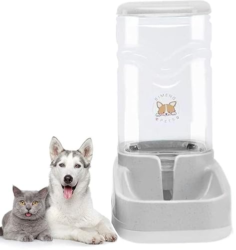 meleg otthon Automatischer Futter und Wasserspender für Katzen und Hunde, 3.8 L Futterautomat und Wasserspender im Set,Hund Schüssel Wassertränke (3.8L Grau Haustiertränke) von meleg otthon