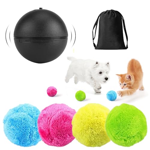 Automatischer Rollender Ball Elektrische Spielzeug Ball für Hund Active Rolling Ball Hund Selbstrollender Ball Hund mit 4 Plüschbezügen Aktives Hundespielzeug Beweglich für Kleine Hunde Katze von mellystore