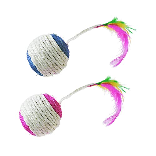 2 Stück Katzenspielzeug Ball Katzenspielzeug Sisalball mit Federn für Indoor Katzen Kauen Spielen Kätzchen Spielzeug Interaktive 2 Stück Katzenspielzeug Ball Katzenspielzeug Sisalball mit Federn für Indoor Katzen Kauen Spielen Kätzchen Spielzeug Interaktive von menlucker
