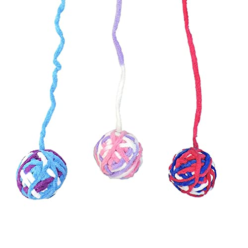 3 Stück Katzenspielzeug Wollball mit Glocke und Schnur für Indoor Katzen Interaktives Spielen Kätzchen Spielzeug Bunte Garnbälle 3 Stück Katzenspielzeug Wollball mit Glocke und Schnur für Indoor Katzen Interaktives Spielen Kätzchen Spielzeug Bunte Garnbälle von menlucker