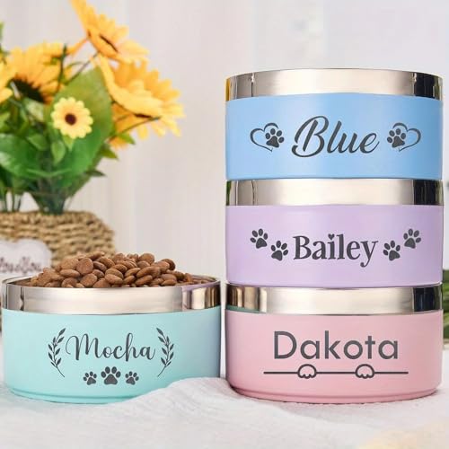 Miguha Benutzerdefinierter Hunde- und Katzennapf, Edelstahl, personalisierter Name, Futternapf for Haustiere, große Kapazität, Futter- und Wassernapf, Hundezubehör, Welpen(14cm) von miguha