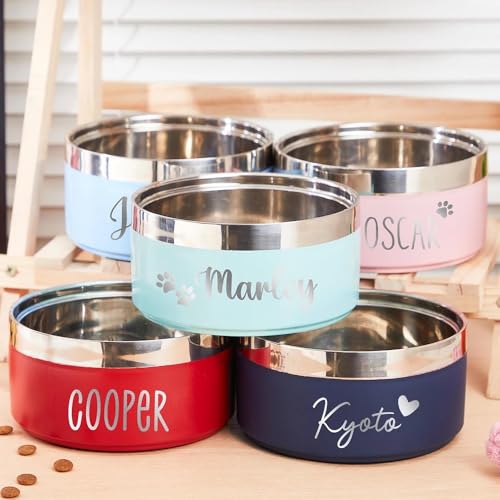 Miguha Individuelle Hundenäpfe, personalisierte isolierte Futter- und Wassernäpfe aus Edelstahl mit süßem Kosenamen, Geschenk for Hunde und Katzen(14cm) von miguha