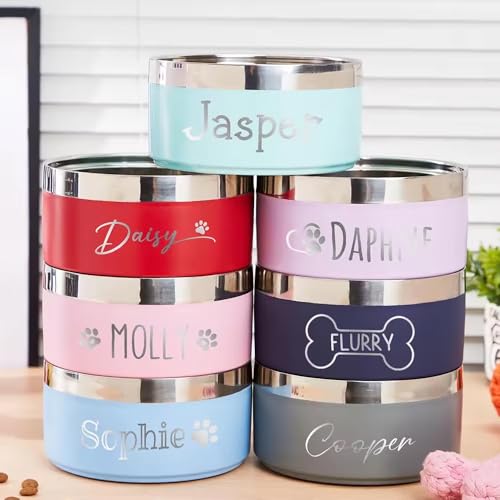 Miguha Personalisierte Hundeschale, Personalisierte Katzenschale mit Namen, Runde Edelstahl-Futterschale for Haustiere, Futter, Wasser, Geschenk, Leckerli, Aufkleber, Etiketten Miguha Personalisierte Hundeschale, Personalisierte Katzenschale mit Namen, Runde Edelstahl-Futterschale for Haustiere, Futter, Wasser, Geschenk, Leckerli, Aufkleber, Etiketten von miguha