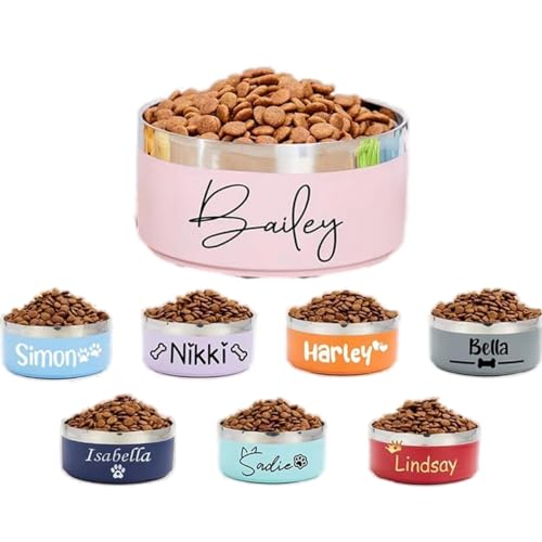 Personalisierte Haustierschale Mit Dem Namen Ihres Haustieres, Hundenapf, Benutzerdefinierte Katzennapf, Edelstahl Haustierschale, Katze Und Hundefutter Schüssel Für Große Kleine Hunde(16cm) von miguha