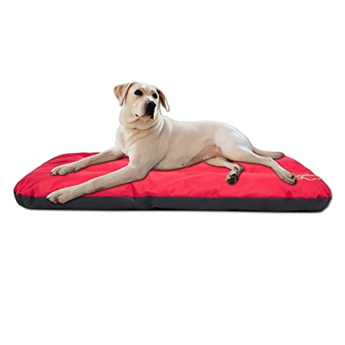 millybo ECO Hundematratze, Hundebett für Kleine, Mittlere, Große Hunde - wetterfestes Hundekissen, kuscheliges Schaum Tierbett, Outdoor & Robustes Hundematte - 115x80x12 cm Rot von millybo