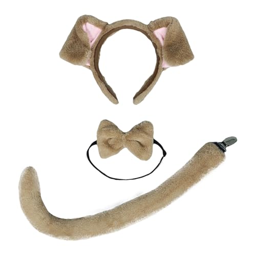Hundeohren-Stirnband und Schwanz,Hunde-Stirnband und Schwanz - Hundeohren Stirnband Schwanz Fliege Set - Cosplay-Zubehörset für Verkleidungen mit Tiermotiven, Kostümzubehörset für Erwachsene Hundeohren-Stirnband und Schwanz,Hunde-Stirnband und Schwanz - Hundeohren Stirnband Schwanz Fliege Set - Cosplay-Zubehörset für Verkleidungen mit Tiermotiven, Kostümzubehörset für Erwachsene von mimika