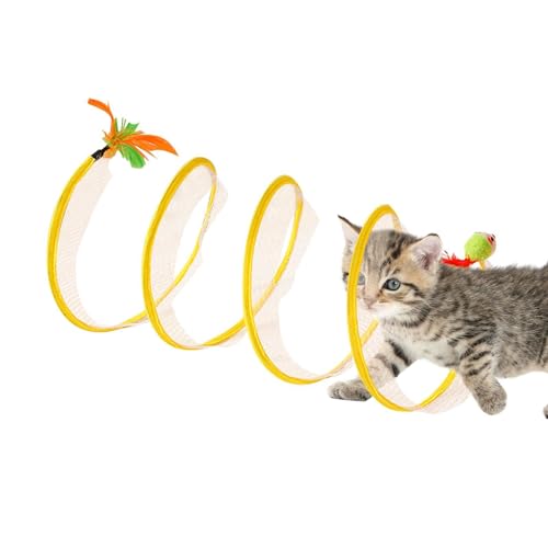 mimika Katzenspieltunnelspielzeug - Haustierspielzeugtunnel für interaktiven Spaß | Gefaltetes Tunnel-Katzenspielzeug, interaktives Haustier-Abenteuer-Tunnelspielzeug, Katzen-Donut-Tunnel für von mimika