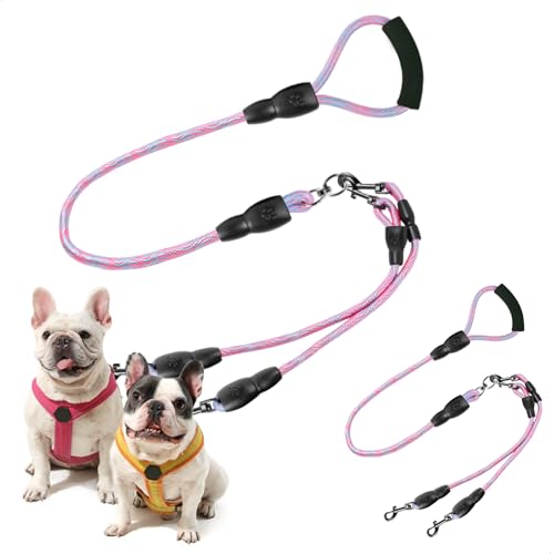 Doppelleine für 2 Hunde,Schleppleine 360°Drehbare Verwicklungsfreie mit 2 Karabiner,Hundeleine rutschfest Verstellbare mit Schwammgriff für Mittlere und Kleine Hunde,1 Stück,Rosa Doppelleine für 2 Hunde,Schleppleine 360°Drehbare Verwicklungsfreie mit 2 Karabiner,Hundeleine rutschfest Verstellbare mit Schwammgriff für Mittlere und Kleine Hunde,1 Stück,Rosa von mimzemamz