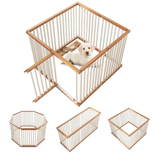 8 Paneele, achteckig, Kunststoff, 101,6 cm, Hunde-Laufstall, abschließbar, Haustiertür für mittelgroße und kleine Hunde, für drinnen und draußen, Braun 8 Paneele, achteckig, Kunststoff, 101,6 cm, Hunde-Laufstall, abschließbar, Haustiertür für mittelgroße und kleine Hunde, für drinnen und draußen, Braun von minandhua