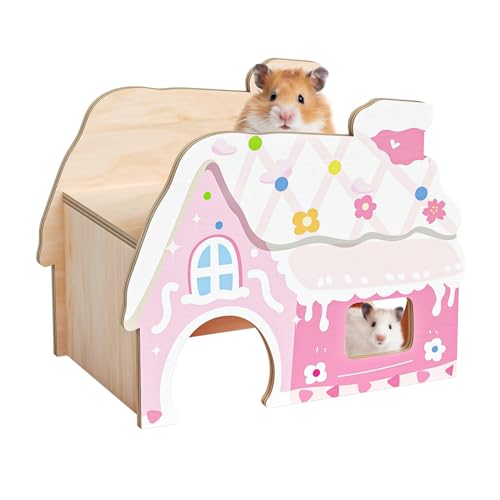 Hamsterversteck – Hamsterhaus aus Holz, mehrere Eingänge, Kleintier-Lebensraum, Käfigzubehör & Dekor für syrische Zwergrennmäuse, Ratten, Maus Hamsterversteck – Hamsterhaus aus Holz, mehrere Eingänge, Kleintier-Lebensraum, Käfigzubehör & Dekor für syrische Zwergrennmäuse, Ratten, Maus von mini&moe