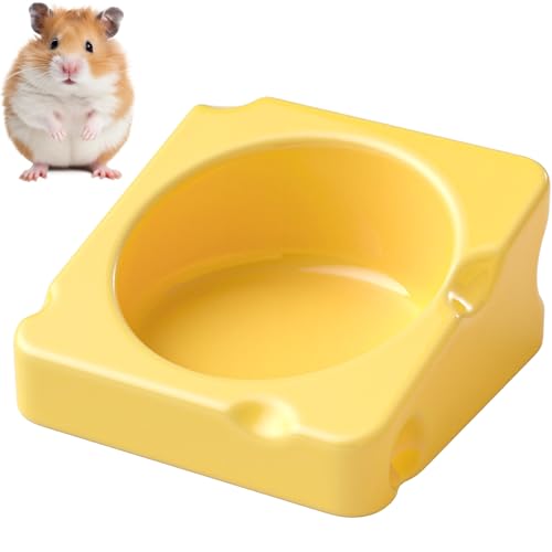 Meerschweinchen-Futternapf – 10,9 cm süße Käseförmige kleine Keramik-Hamsterschale für Rennmäuse, Mäuse, Ratten, Chinchillas, Igel von mini&moe