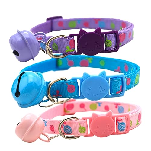 minkissy 3stücke Teiliges Von Bunten Katzenhalsbändern Mit Verstellbarem Verschluss Und Glöckchen Lollipop-muster Für Katzen Und Kleine Hunde von minkissy
