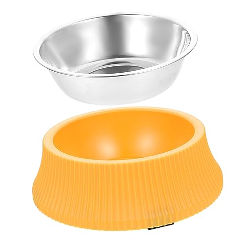 minkissy Katzennapf Aus Edelstahl Futternapf für Haustiere Großer Runder Wassernapf für Hunde – Abnehmbar Leicht Zu Reinigen Gelb minkissy Katzennapf Aus Edelstahl Futternapf für Haustiere Großer Runder Wassernapf für Hunde – Abnehmbar Leicht Zu Reinigen Gelb von minkissy