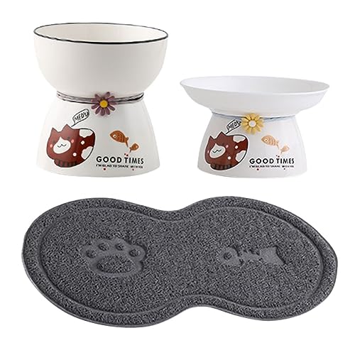 minkissy Erhöhte Katzennäpfe Keramik-katzenfutter- und Wassernapf-Set Erhöhte Katzennäpfe für Hauskatzen Leicht Zu Reinigen und minkissy Erhöhte Katzennäpfe Keramik-katzenfutter- und Wassernapf-Set Erhöhte Katzennäpfe für Hauskatzen Leicht Zu Reinigen und von minkissy