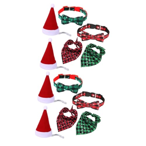 minkissy 12 STK Haustier-Weihnachtsset Haustier Weihnachtsmütze weihnachtshundehalsband hochstihl Hochwertige Verarbeitung schönes Halsband für Haustiere Bowknot-Haustierhalsband Krawatte von minkissy