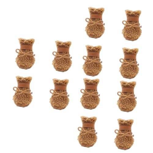 minkissy 12stücke Hundeschuhe Für Winter rutschfeste Schnee-Stiefel Für Hunde Bequemes Und Warmes Outdoor-fußwerk Braun von minkissy