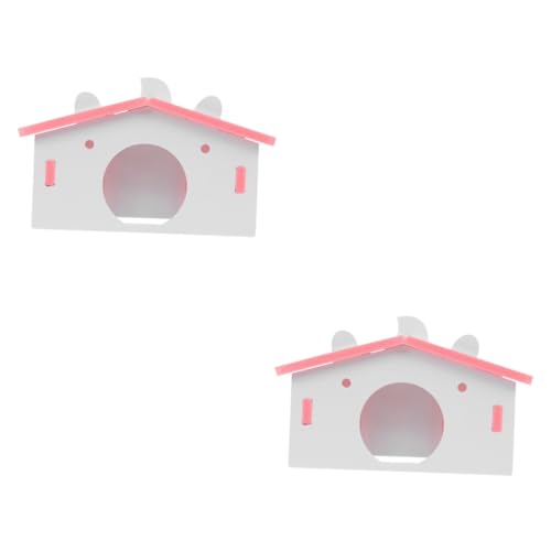 minkissy 2 STK Hamster Nest Schlafhaus Zubehör für Hamsterkäfige Holzspielzeug geschmücktes Zubehör Versteckhüttenhöhle Hamster-Modehaus aus Holz Spielzeug für kleine Tiere Haustiernest von minkissy