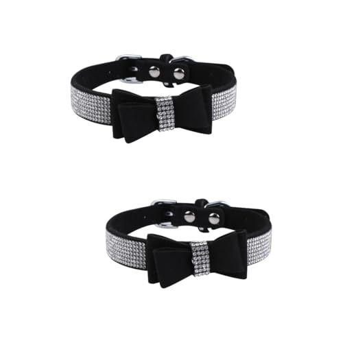 minkissy 2 STK Hot Hundehalsband welpenhalsband Hunde Hundehalsband für Welpen Strass Haustier Hundehalsband Haustierfliege mit Krawatte gefühlt von minkissy