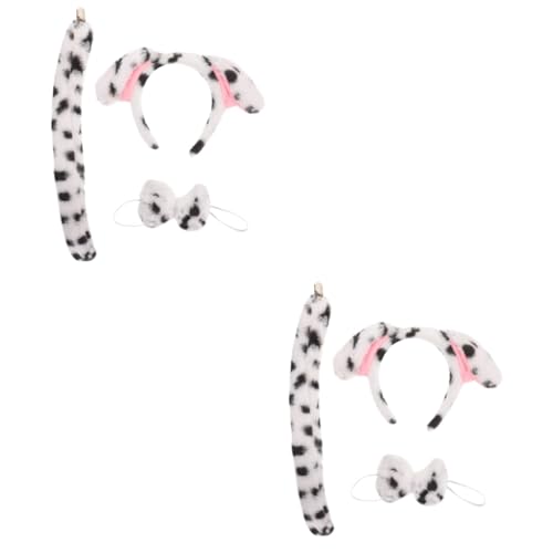 minkissy 2 Sätze Pudding -Hund -Stirnband -Set Zubehör Ohr für Haarband Tier Stirnband Fliege Flauschiges Tierkostüm Schwanzprop Cosplay-Hundekostüm Plüsch von minkissy