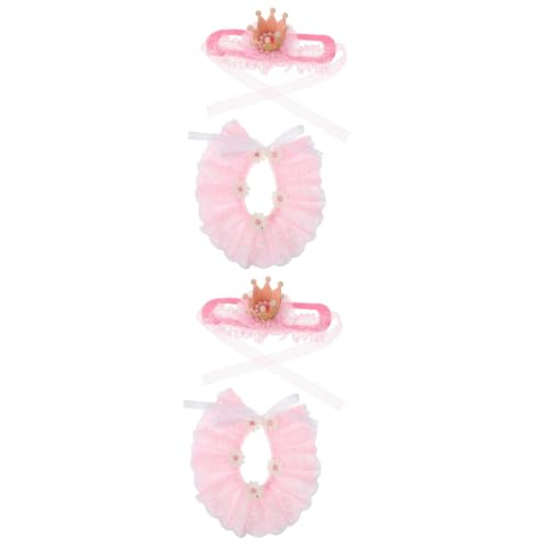 minkissy 2 Sets Haustier Geburtstag Anzug Welpen Halsbekleidung Katzenhalsband und Krone Katze Lätzchen Schal Dekor für Hundehalsband Rosa Outfit Welpen Hals Kragen Urlaub Haustier Halsband Katze von minkissy