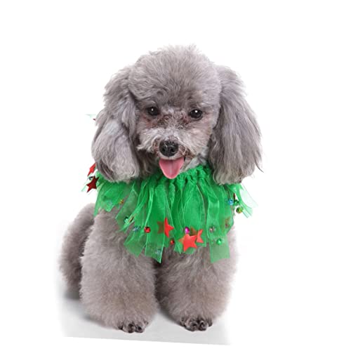 minkissy 2 Stück Haustier-Weihnachtsschal, Weihnachtsmann-Hundehalsband, Weihnachts-Hundehalsband, Schleife, Spitzenbesatz, Weihnachtsmann-Anzug, Weihnachts-Hundehalsband mit Schleife, von minkissy